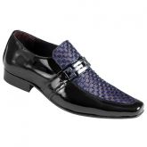 Sapato de Verniz Cetim Preto/Azul